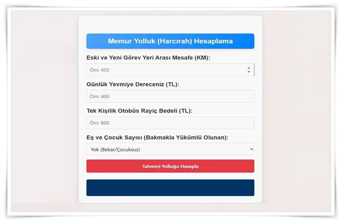 Memur Yolluk Hesaplama Aracı